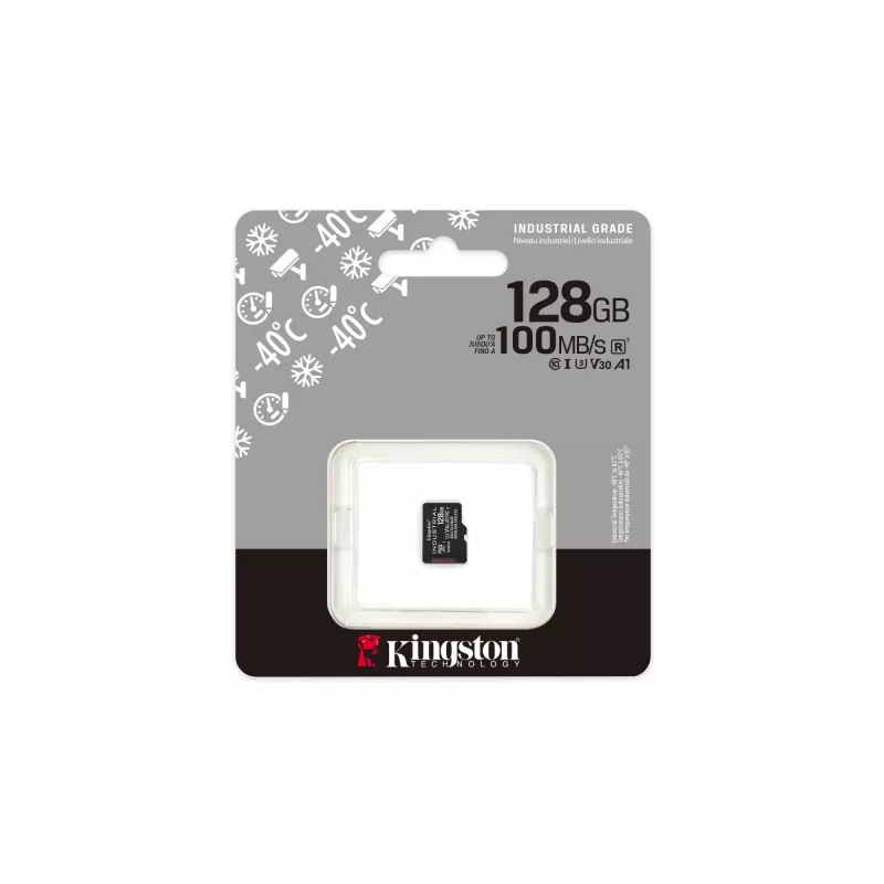 Kingston Technology 128GB microSDXC Industrial C10 A1 pSLC Card embalagem individual sem adaptador