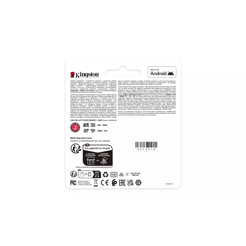 Kingston Technology 128GB microSDXC Industrial C10 A1 pSLC Card embalagem individual sem adaptador