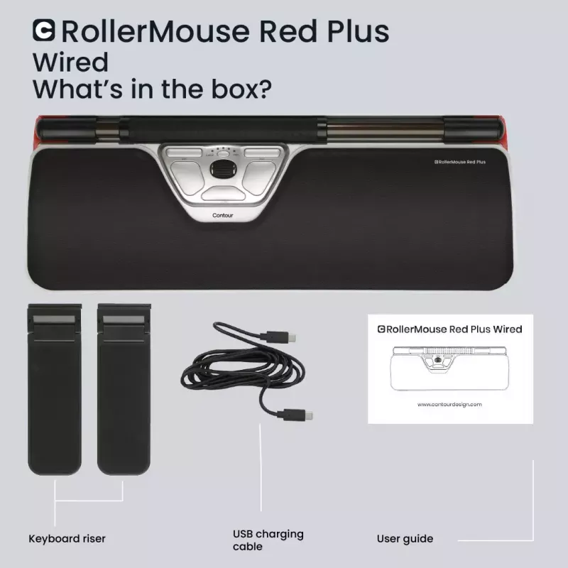 Rato ergonómico com fios Contour Design RollerMouse Red Plus USB-C 2800 DPI