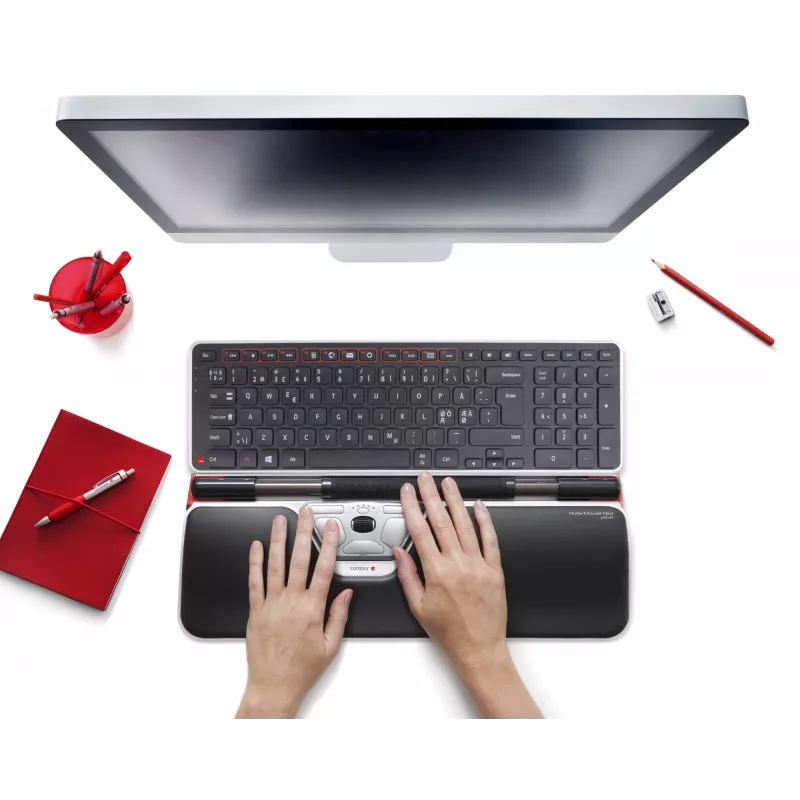 Contour Design RollerMouse Red Plus + Balance com fios, tamanho normal (100 %), com fios, USB, QWERTY, preto, rato incluído