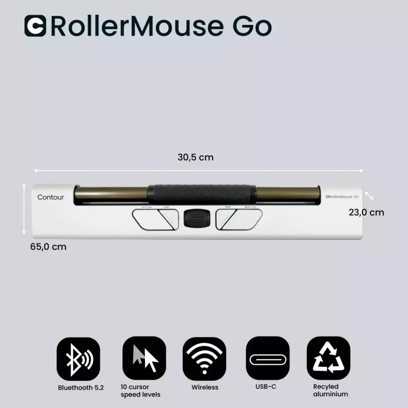 Rato Contour Design RollerMouse Go RF sem fios Bluetooth USB Type-A