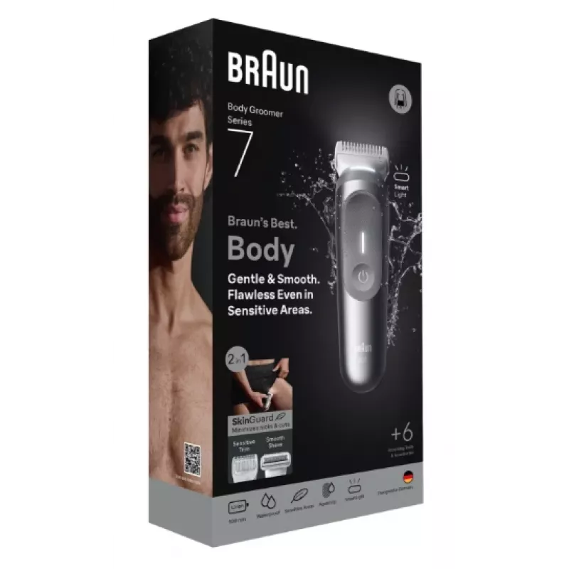 Aparador de corpo Braun Series 7 BG7550 cinzento bateria de iões de lítio