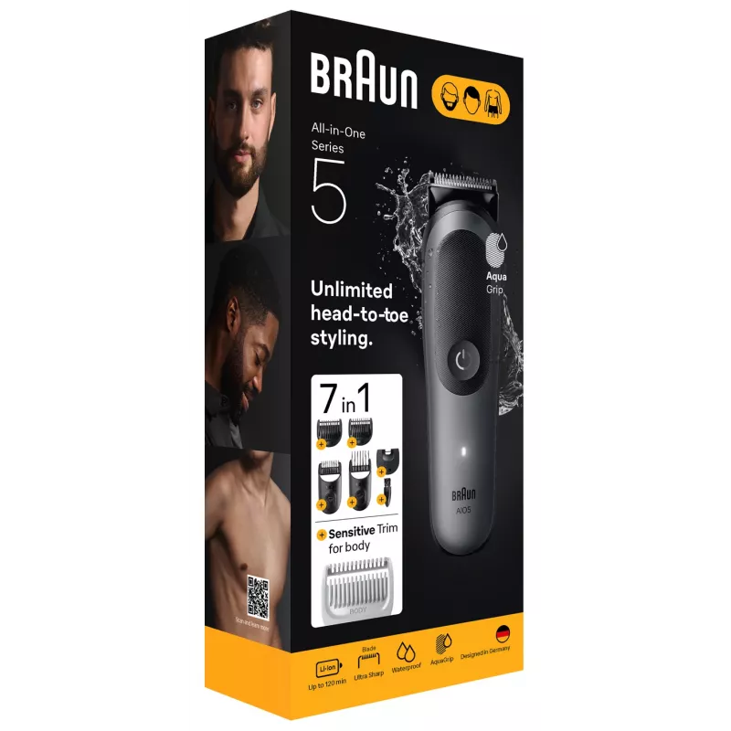 Braun AIO5520 máquina de cortar cabelo/aparador preto, cinzento 14 iões de lítio (Li-Ion)