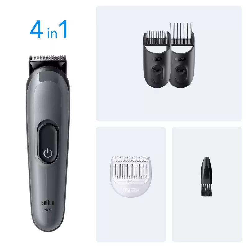 Braun AIO3500 máquina de cortar cabelo/aparador preto, cinzento 14 níquel-metal hidreto (NiMH)