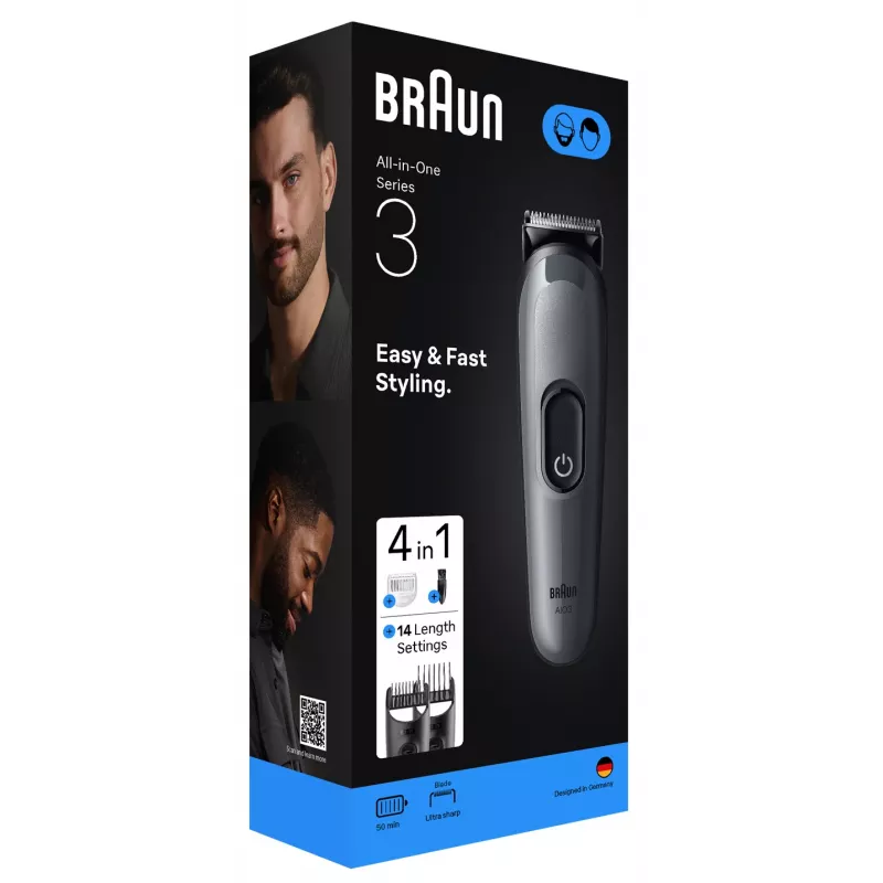 Braun AIO3500 máquina de cortar cabelo/aparador preto, cinzento 14 níquel-metal hidreto (NiMH)