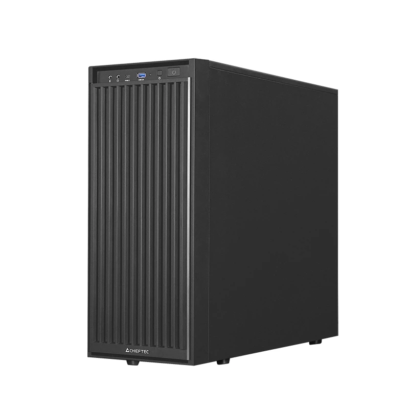 Caixa de computador CHIEFTEC BW-01B-OP midi tower ATX/ITX, suporta 6×3,5 polegadas + 4×2,5 polegadas, 2×5,25 polegadas, traseira 1×120 mm, SGCC, preto, 200×510×465 mm