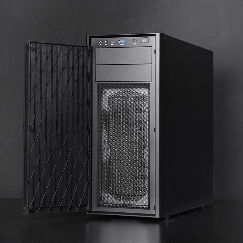 Caixa de computador CHIEFTEC BW-01B-OP midi tower ATX/ITX, suporta 6×3,5 polegadas + 4×2,5 polegadas, 2×5,25 polegadas, traseira 1×120 mm, SGCC, preto, 200×510×465 mm