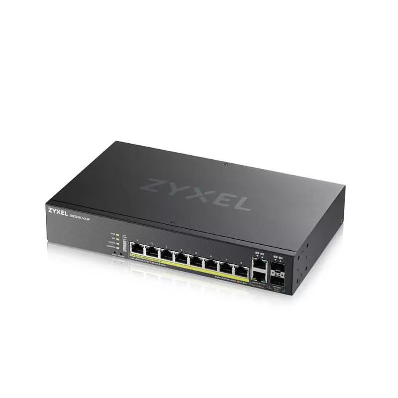 Zyxel GS2220-10HP-EU0101F switch de rede gerido L2 Gigabit Ethernet (10/100/1000) Power over Ethernet (PoE) preto