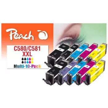Peach PI100-437 cartucho de tinta 10 unid. compatível extra (super) alto alcance preto, ciano, magenta, azul fotográfico, amarelo