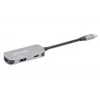 Dock/hub USB-C Manhattan, portas (x3): HDMI, USB-A e USB-C, com Power Delivery (PD) 100 W – requer carregador USB-C externo (não incluído). Alimentado por USB (não requer fonte de alimentação externa) quando o PD não é utilizado, alumínio