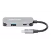 Dock/hub USB-C Manhattan, portas (x3): HDMI, USB-A e USB-C, com Power Delivery (PD) 100 W – requer carregador USB-C externo (não incluído). Alimentado por USB (não requer fonte de alimentação externa) quando o PD não é utilizado, alumínio