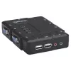 Comutador KVM Manhattan compacto 4 portas, 4x USB-A, cabo incluído, suporte de áudio, controle 4 computadores através de um teclado/rato/ecrã, preto, garantia vitalícia, embalado
