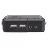 Comutador KVM Manhattan compacto 4 portas, 4x USB-A, cabo incluído, suporte de áudio, controle 4 computadores através de um teclado/rato/ecrã, preto, garantia vitalícia, embalado