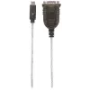 Conversor USB-C para série Manhattan, ficha macho para ficha macho, USB-C para porta série/RS232/COM/DB9, chipset Prolific PL-2303RA-Chipsatz, cabo 45 cm, prateado/preto, saco de plástico