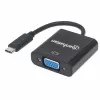 Cabo conversor USB-C para VGA Manhattan, 1080p@60Hz, preto, 8 cm, ficha macho para ficha fêmea, garantia vitalícia, equivalente a CDP2HD