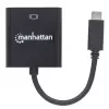 Cabo conversor USB-C para VGA Manhattan, 1080p@60Hz, preto, 8 cm, ficha macho para ficha fêmea, garantia vitalícia, equivalente a CDP2HD