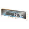 Recetor nano USB-A único Manhattan para ambos, teclado sem fios de tamanho normal, rato ótico ambidestro com três botões e roda de deslocamento, 1200 dpi, prateado/preto