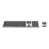 Recetor nano USB-A único Manhattan para ambos, teclado sem fios de tamanho normal, rato ótico ambidestro com três botões e roda de deslocamento, 1200 dpi, prateado/preto