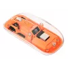 Rato sem fios recarregável transparente Manhattan, transparente/laranja, ajustável 800/1200/1600 dpi, com iluminação LED RGB, 2,4 GHz (alcance até 10 m), USB, ótico, ambidestro, quatro botões com roda de deslocamento, design fino, micro-recetor USB-A, bateria de iões de lítio