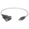Cabo conversor USB-A para série Manhattan, 45 cm, ficha macho para ficha macho, série/RS232/COM/DB9, chipset Prolific PL-2303RA, cabo preto/prateado, garantia de três anos, equivalente a ICUSB232V2