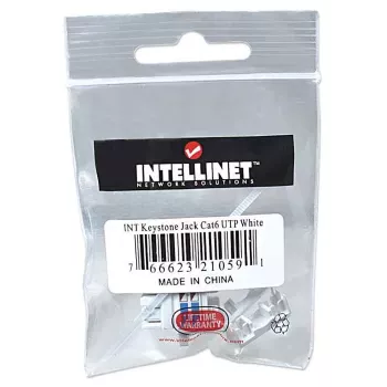 Tomada Keystone Intellinet, Cat6, UTP, LSA, branco, plano, branco, RJ-45, ficha fêmea, 22/26, Cat6