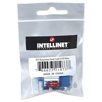 Tomada Keystone Intellinet, Cat6, UTP, LSA, azul, plano, azul, RJ-45, ficha fêmea, 22/26, Cat6