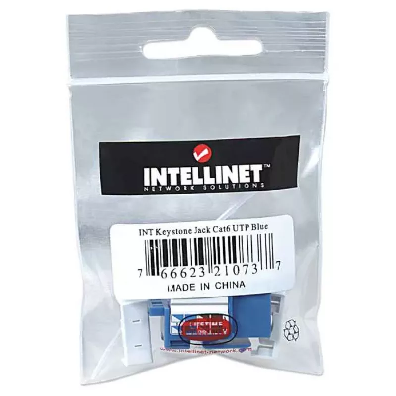 Tomada Keystone Intellinet, Cat6, UTP, LSA, azul, plano, azul, RJ-45, ficha fêmea, 22/26, Cat6