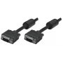 Cabo de monitor VGA Manhattan (com núcleos de ferrite), 10 m, preto, ficha macho para ficha macho, HD15, cabo com especificação SVGA superior (totalmente compatível), blindagem com núcleos de ferrite ajuda a minimizar interferências eletromagnéticas e a melhorar a transmissão de vídeo, garantia vitalícia