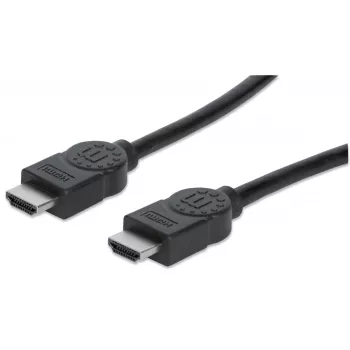 Cabo HDMI Manhattan 4K@30Hz com Ethernet, 1 m, adequado para TODAS as aplicações 1080p/HD e para a maioria das aplicações 4K (verifique a especificação 4K do seu sistema para ter a certeza), ficha macho para ficha macho, preto, Ultra HD 4K x 2K, garantia vitalícia, alta velocidade, equivalente a HDMM1MHS