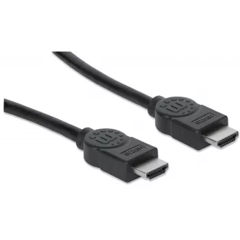 Cabo HDMI Manhattan 4K@30Hz com Ethernet, 1 m, adequado para TODAS as aplicações 1080p/HD e para a maioria das aplicações 4K (verifique a especificação 4K do seu sistema para ter a certeza), ficha macho para ficha macho, preto, Ultra HD 4K x 2K, garantia vitalícia, alta velocidade, equivalente a HDMM1MHS