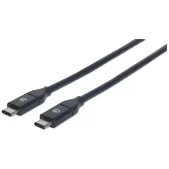 Cabo USB-C para USB-C Manhattan, 1 m, ficha macho para ficha macho, preto, 10 Gbit/s (USB 3.2 Gen 2, também conhecido como USB 3.1), 3 A (carregamento rápido), SuperSpeed+ USB, garantia vitalícia, equivalente a USB31CC1M