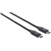 Cabo USB-C para USB-C Manhattan, 1 m, ficha macho para ficha macho, preto, 10 Gbit/s (USB 3.2 Gen 2, também conhecido como USB 3.1), 3 A (carregamento rápido), SuperSpeed+ USB, garantia vitalícia, equivalente a USB31CC1M