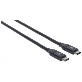 Cabo USB-C para USB-C Manhattan, 1 m, ficha macho para ficha macho, preto, 10 Gbit/s (USB 3.2 Gen 2, também conhecido como USB 3.1), 3 A (carregamento rápido), SuperSpeed+ USB, garantia vitalícia, equivalente a USB31CC1M