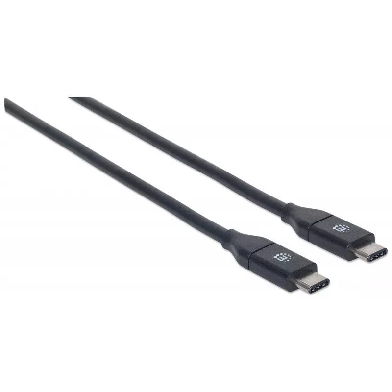 Cabo USB-C para USB-C Manhattan, 1 m, ficha macho para ficha macho, preto, 10 Gbit/s (USB 3.2 Gen 2, também conhecido como USB 3.1), 3 A (carregamento rápido), SuperSpeed+ USB, garantia vitalícia, equivalente a USB31CC1M