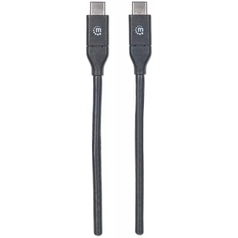 Cabo USB-C para USB-C Manhattan, 1 m, ficha macho para ficha macho, preto, 10 Gbit/s (USB 3.2 Gen 2, também conhecido como USB 3.1), 3 A (carregamento rápido), SuperSpeed+ USB, garantia vitalícia, equivalente a USB31CC1M