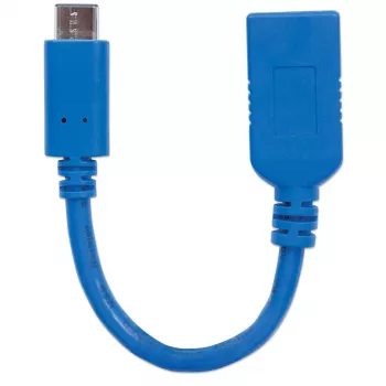 Cabo USB-C para USB-A Manhattan, 15 cm, macho para fêmea, 5 Gbit/s (USB 3.2 Gen1, também conhecido como USB 3.0), 3A (carregamento rápido), SuperSpeed USB, azul, garantia vitalícia, compatível com USB31CAADP (exceto cor)
