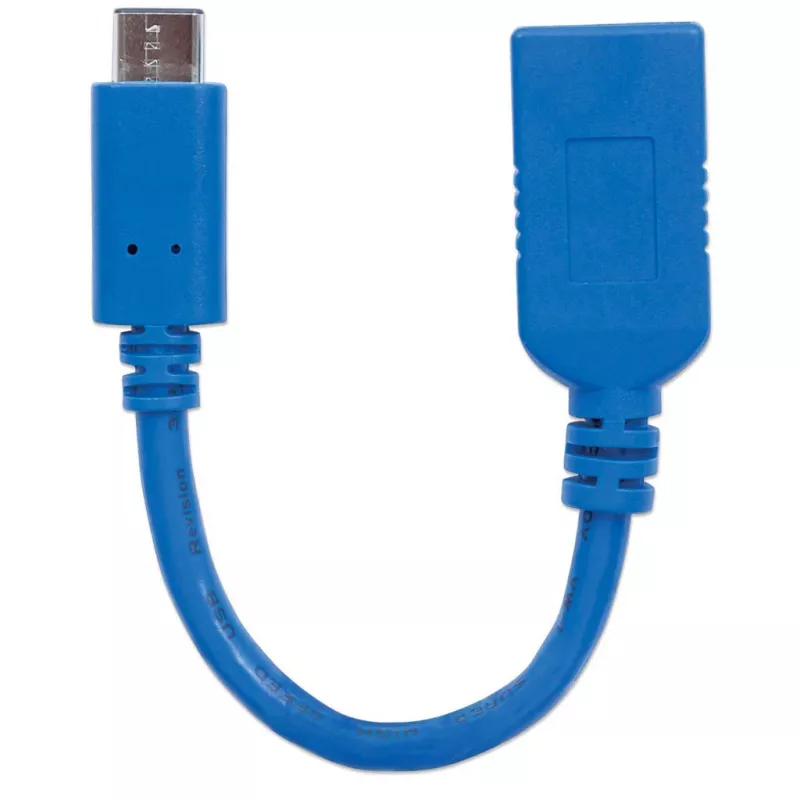 Cabo USB-C para USB-A Manhattan, 15 cm, macho para fêmea, 5 Gbit/s (USB 3.2 Gen1, também conhecido como USB 3.0), 3A (carregamento rápido), SuperSpeed USB, azul, garantia vitalícia, compatível com USB31CAADP (exceto cor)