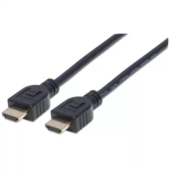 Cabo HDMI Manhattan 4K@60Hz com Ethernet - certificado CL3, 5 m, adequado para instalação em parede, para todas as aplicações 4K e 1080p/HD – atualize agora ou fique preparado para requisitos futuros, ficha macho para ficha macho, preto, Ultra HD 4K x 2K, garantia vitalícia, Premium High Speed