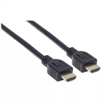 Cabo HDMI Manhattan 4K@60Hz com Ethernet - certificado CL3, 5 m, adequado para instalação em parede, para todas as aplicações 4K e 1080p/HD – atualize agora ou fique preparado para requisitos futuros, ficha macho para ficha macho, preto, Ultra HD 4K x 2K, garantia vitalícia, Premium High Speed