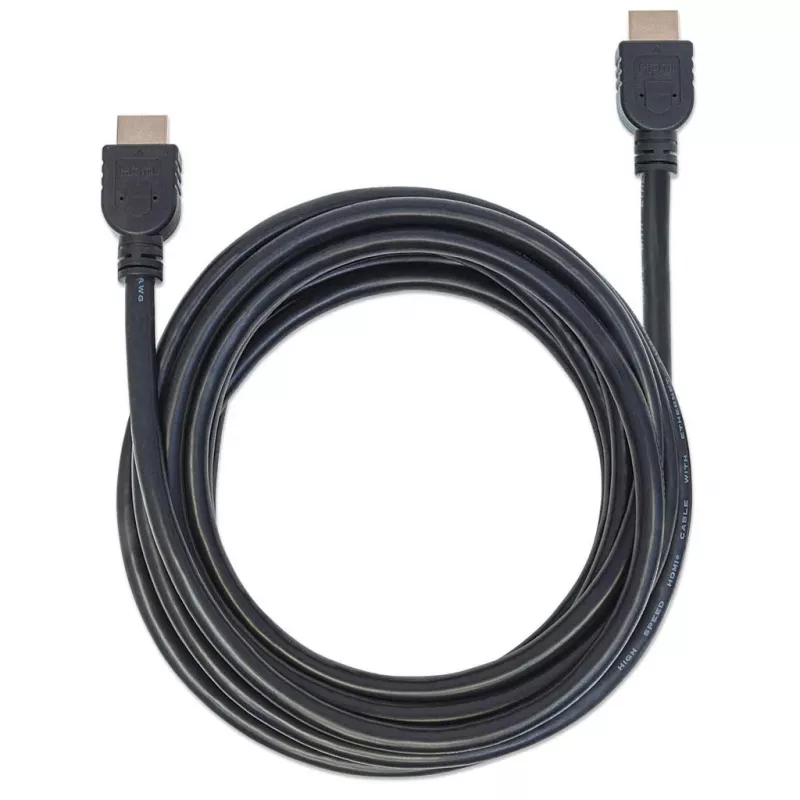 Cabo HDMI Manhattan 4K@60Hz com Ethernet - certificado CL3, 5 m, adequado para instalação em parede, para todas as aplicações 4K e 1080p/HD – atualize agora ou fique preparado para requisitos futuros, ficha macho para ficha macho, preto, Ultra HD 4K x 2K, garantia vitalícia, Premium High Speed