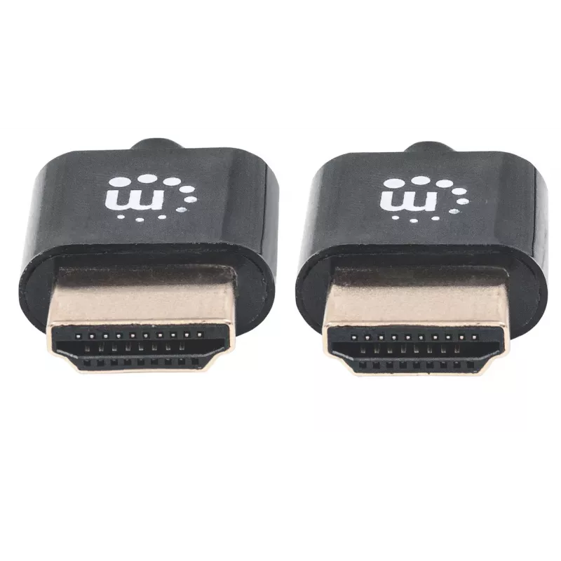 Cabo HDMI com Ethernet Manhattan (Ultra Thin), 4K@60Hz (Premium High Speed), 1 m, ficha macho para ficha macho, preto, Ultra HD 4K x 2K, totalmente blindado, contactos banhados a ouro, garantia vitalícia