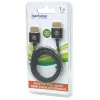 Cabo HDMI com Ethernet Manhattan (Ultra Thin), 4K@60Hz (Premium High Speed), 1 m, ficha macho para ficha macho, preto, Ultra HD 4K x 2K, totalmente blindado, contactos banhados a ouro, garantia vitalícia