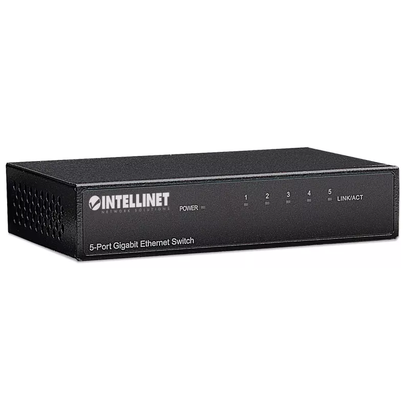 Intellinet Comutador Gigabit Ethernet de 5 Portas, Tamanho de Secretária, Caixa de Metal, IEEE 802.3az (Energy Efficient Ethernet)