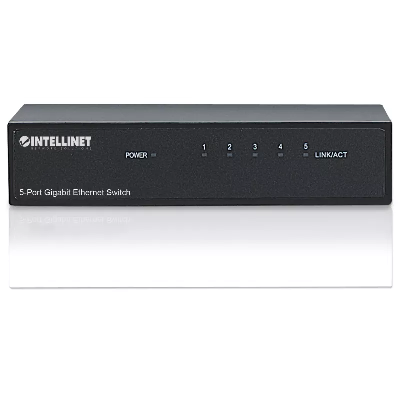 Intellinet Comutador Gigabit Ethernet de 5 Portas, Tamanho de Secretária, Caixa de Metal, IEEE 802.3az (Energy Efficient Ethernet)