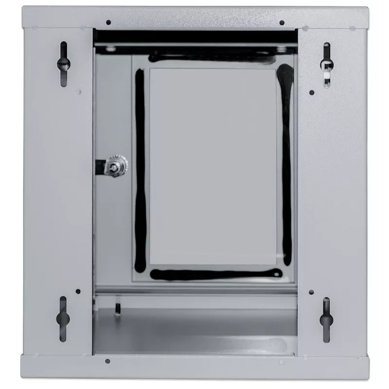 Armário de rede de 10 polegadas Intellinet - montagem na parede (padrão), 6HE, 300 mm de profundidade, cinzento, montado, máx. 60 kg, também adequado para utilização em secretária ou chão, profundidade útil 265 mm, porta de metal e vidro, painel traseiro, painéis laterais removíveis, peças para montagem na parede (por exemplo, parafusos/buchas) não incluídas