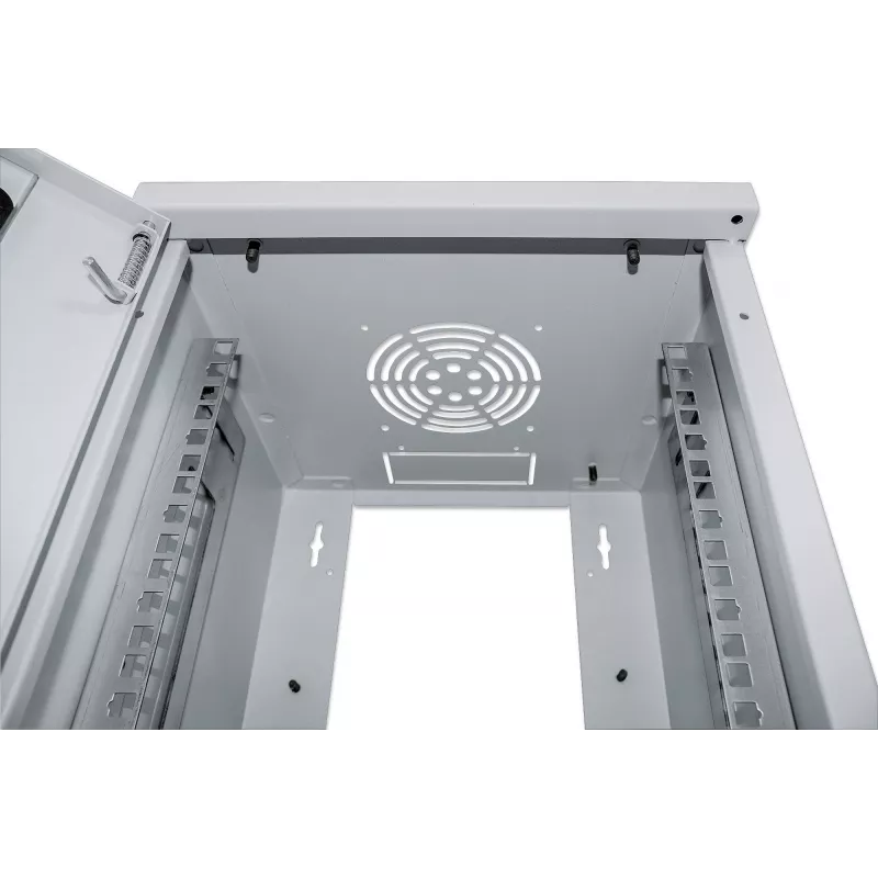Armário de rede de 10 polegadas Intellinet - montagem na parede (padrão), 6HE, 300 mm de profundidade, cinzento, montado, máx. 60 kg, também adequado para utilização em secretária ou chão, profundidade útil 265 mm, porta de metal e vidro, painel traseiro, painéis laterais removíveis, peças para montagem na parede (por exemplo, parafusos/buchas) não incluídas