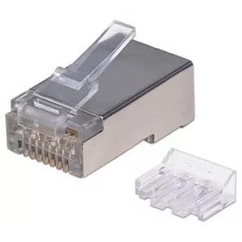 Intellinet Ficha Modular RJ45 Pro Line, Cat6A, STP, 3 Dentes, para Condutores Rígidos e Flexíveis, Contactos Banhados a Ouro de 50 µ, 70 Unid.