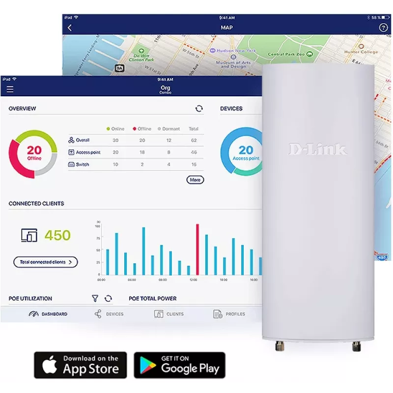 D-Link Wireless AC1300 Wave 2 Ponto de acesso exterior gerido na cloud