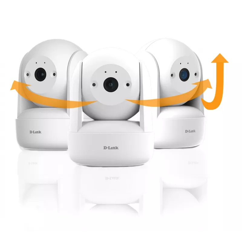 D-Link Câmara Wi-Fi 2K com rotação e inclinação, câmara de vigilância IP, interior, sem fios, secretária, branco, turret