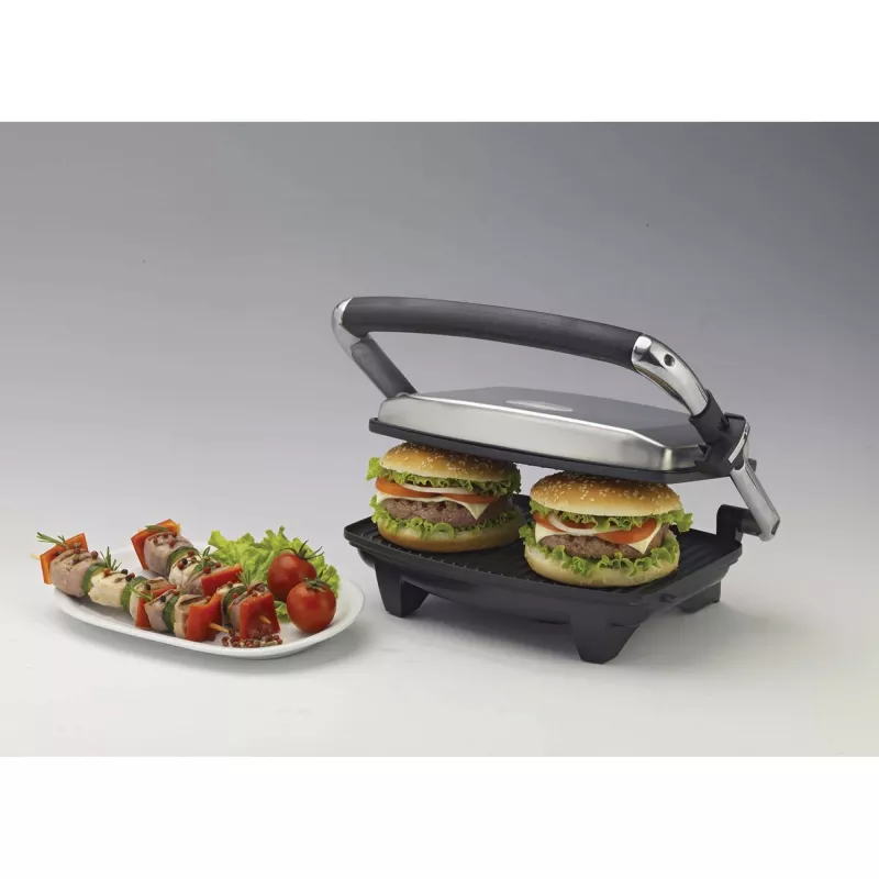 Ariete 1911 Toast & Grill fino - Placa elétrica antiaderente para torradas e sanduíches - placa canelada - 1000 Watt - prateado